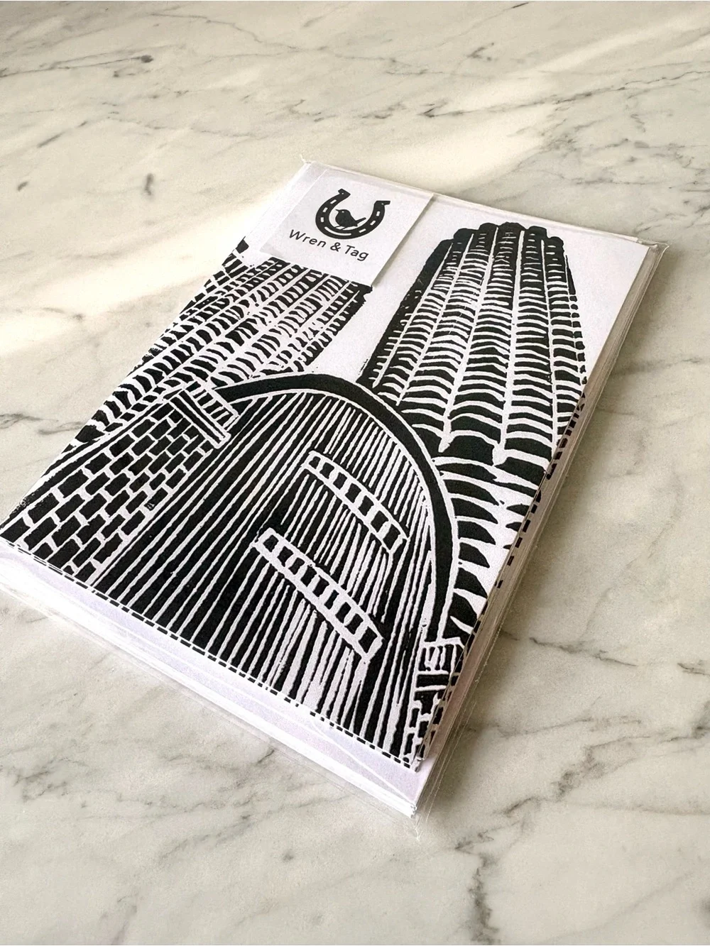 Chicago Linocut Note Cards Set of 6 | Marina City and House of Rock Print | Art